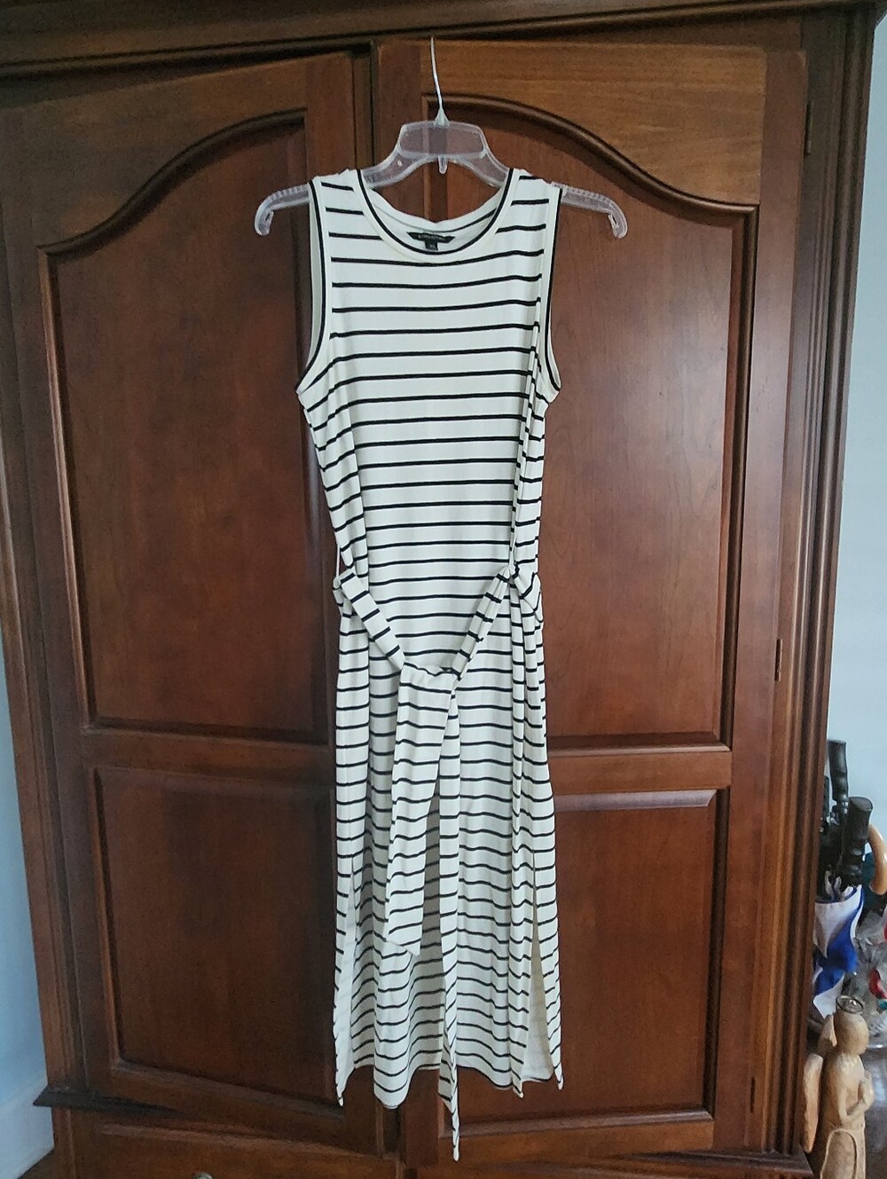 Banana Republic Sleeveless Striped Midi Dress - Black & White
